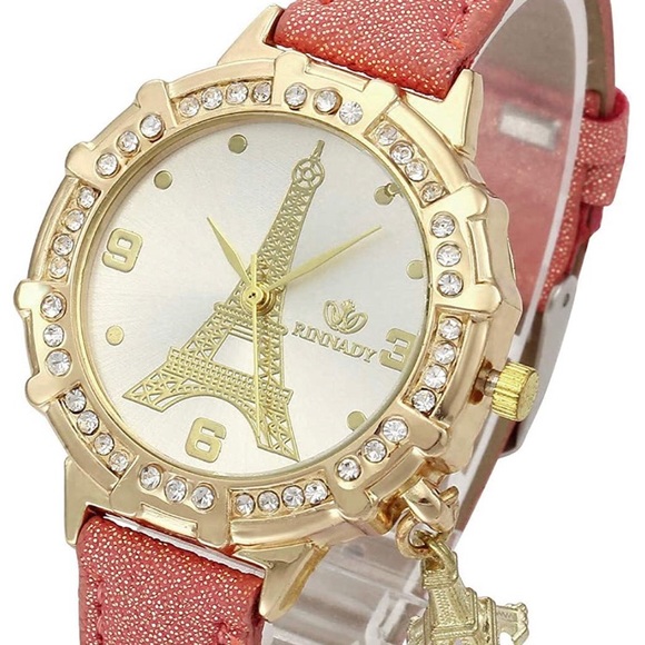 Fashion Tower Gold Watch W/ Tower Charm Pendant - Picture 2 of 6